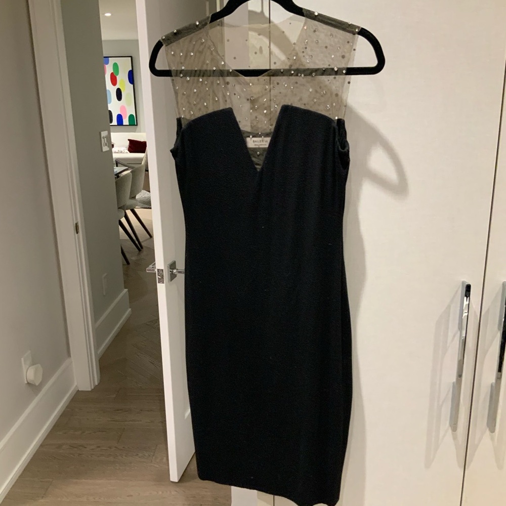 Bailey/44 Black jersey with sheer and crystal details.